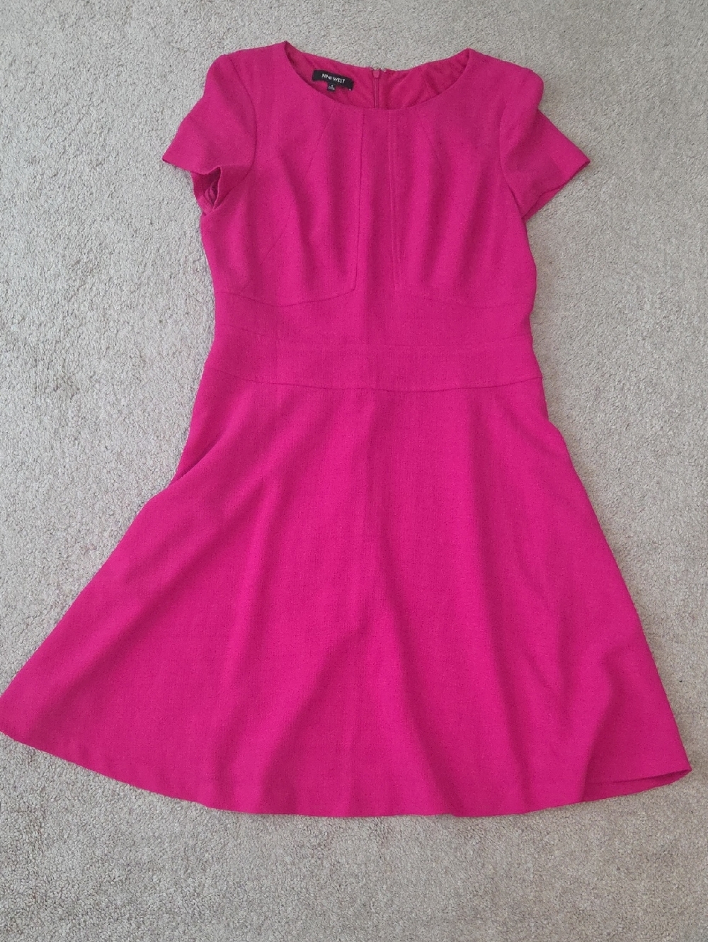 Anne Klein Fuchsia Short-Sleeve Fit & Flare Dress